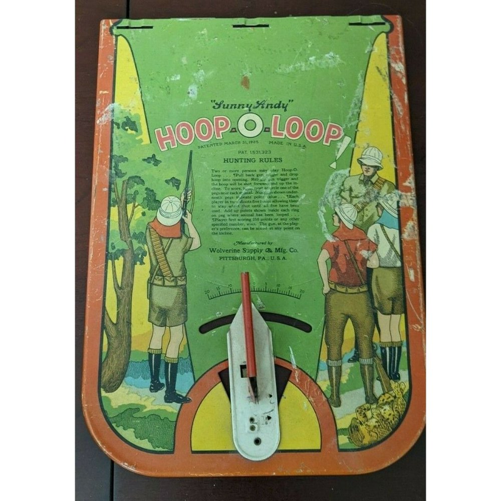 Antique 1925 Wolverine SUNNY ANDY HOOP-O-LOOP TIN LITHO HUNTING GAME Part Only